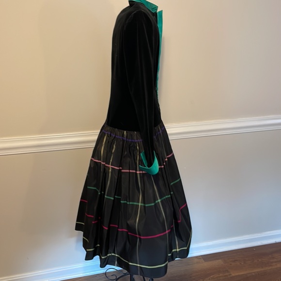 Frank Massandrea VINTAGE 80s Black Velvet Plaid Taffeta Skirt HOLIDAY Christmas - Picture 9 of 16